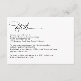 Tarjeta De Recepción Modern Calligraphy Script Simple Wedding Details