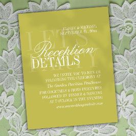 Tarjeta De Recepción Modern Chartreuse Script Wedding Details