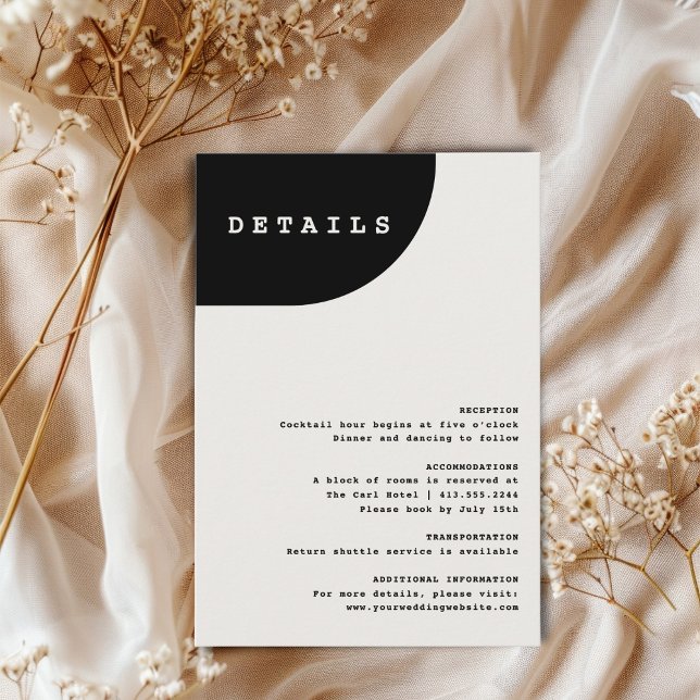 Tarjeta De Recepción Modern Chic Black and Ivory Details (Modern Chic Black and Ivory Details Enclosure Card)
