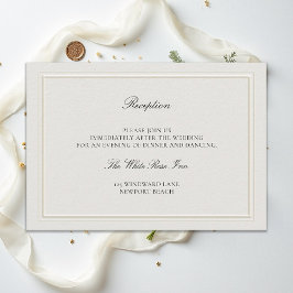 Tarjeta De Recepción Modern Classic Elevated Ecru Wedding Reception