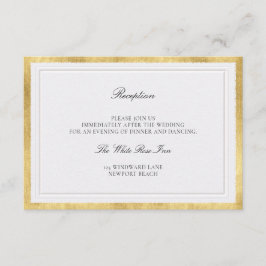Tarjeta De Recepción Modern Classic Elevated Pearl Gold Wedding Details