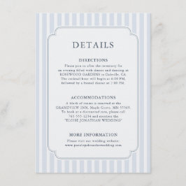 Tarjeta De Recepción Modern Classic Stripes Dusty Blue Wedding Details