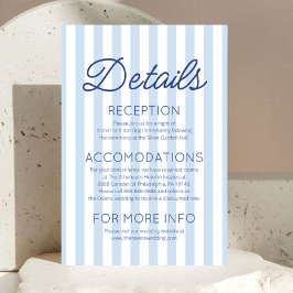 Tarjeta De Recepción Modern Coastal Blue Stripes Wedding Details
