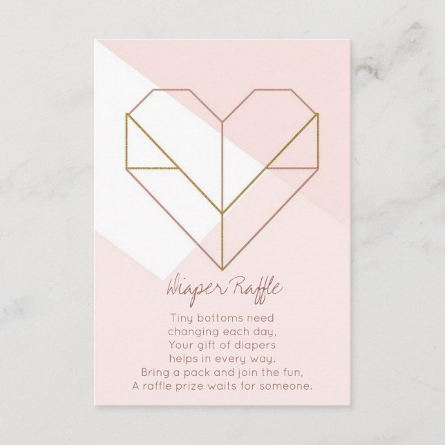 Tarjeta De Recepción Modern Diaper Raffle Card – Abstract Heart Baby (Anverso)