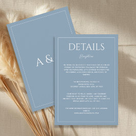 Tarjeta De Recepción Modern dusty blue minimalist wedding details