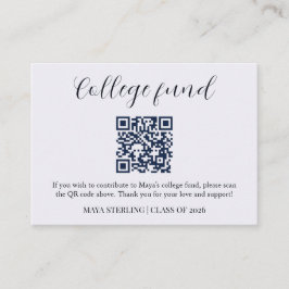 Tarjeta De Recepción Modern Editorial Script College Fund Graduation QR