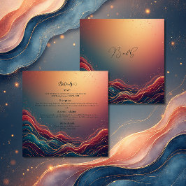 Tarjeta De Recepción Modern Elegant Gold Marble Navy Terracotta Wedding