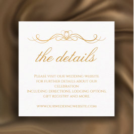 Tarjeta De Recepción Modern Elegant Gold & White Wedding Details