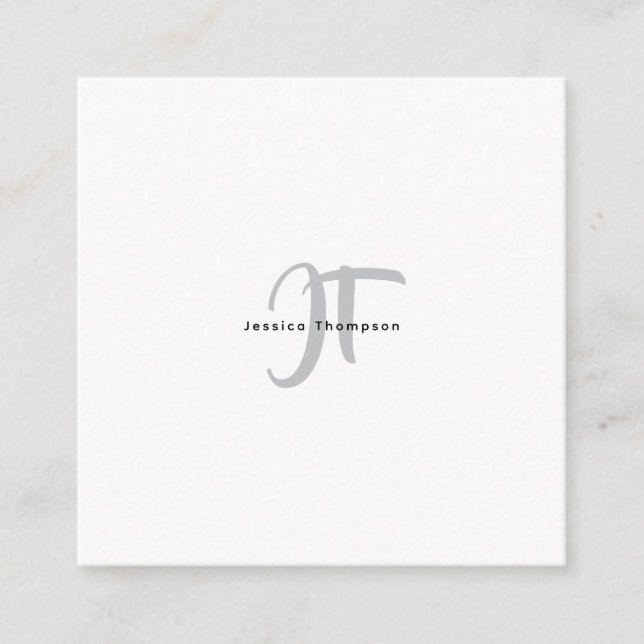 Tarjeta De Recepción Modern Elegant Plain Professional Name Monogram (Anverso)