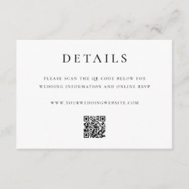 Tarjeta De Recepción Modern Elegant QR Code Wedding Details