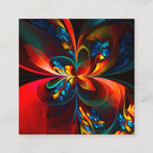 Tarjeta De Recepción Modern Floral Resumen Art Naranja Patrón Azul #14