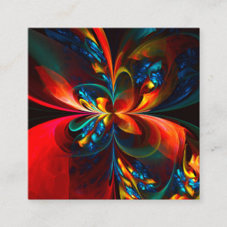 Tarjeta De Recepción Modern Floral Resumen Art Naranja Patrón Azul #14