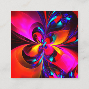 Tarjeta De Recepción Modern Floral Resumen Arte Patrón Azul Rojo #07