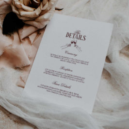 Tarjeta De Recepción Modern Formal Burgundy Wedding Details 