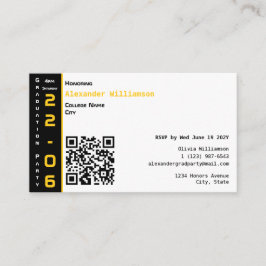 Tarjeta De Recepción Modern Gold Black Graduation Party