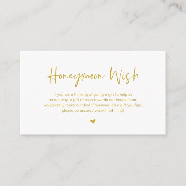 Tarjeta De Recepción Modern Gold casual elegance font, Honeymoon Wish (Anverso)