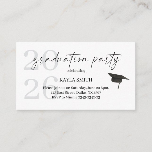 Tarjeta De Recepción Modern Graduation Party Invitation Insert (Anverso)
