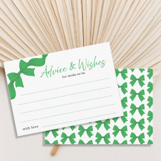 Tarjeta De Recepción Modern Green Coquette Bow Advice and Wishes 