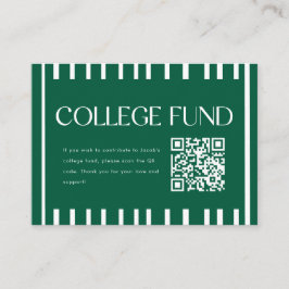 Tarjeta De Recepción Modern Green Striped College Fund QR Code