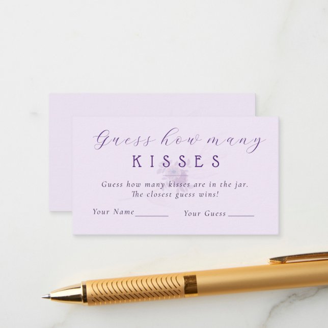 Tarjeta De Recepción Modern Guess How Many Kisses Bridal Shower Game (Anverso/Reverso In Situ)