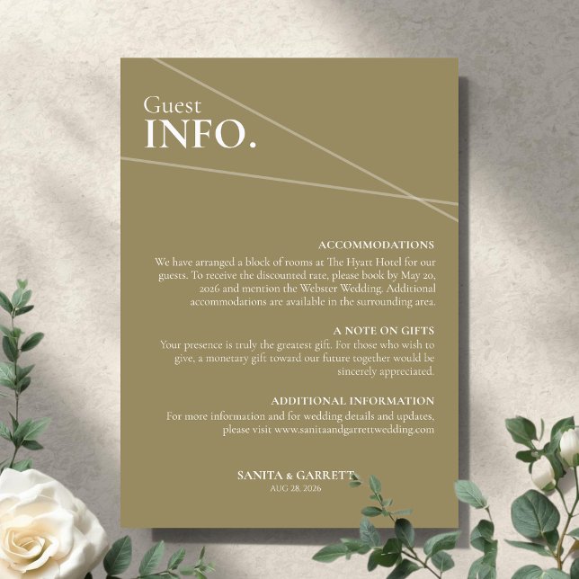 Tarjeta De Recepción Modern Intersecting Lines Wedding Guest Info Card (Subido por el creador)