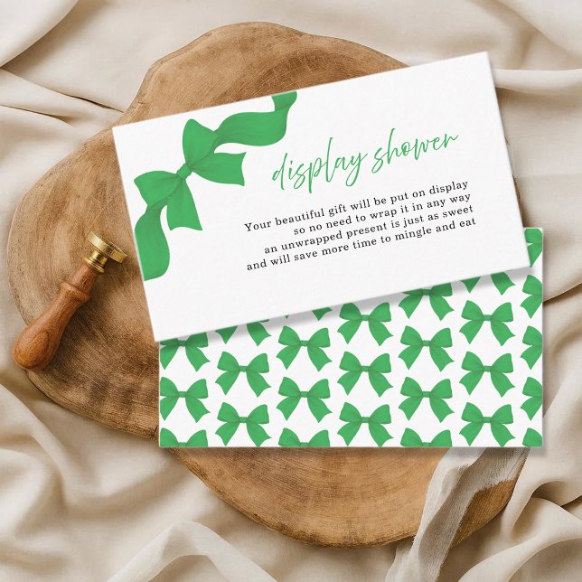 Tarjeta De Recepción Modern Kelly Green Coquette Bow Display Shower (Subido por el creador)