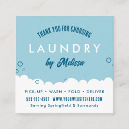 Tarjeta De Recepción Modern Laundry Service Blue & White Thank You Card