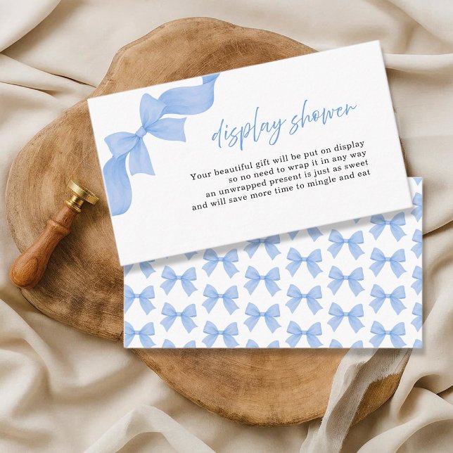 Tarjeta De Recepción Modern Light Blue Coquette Bow Display Shower (Subido por el creador)