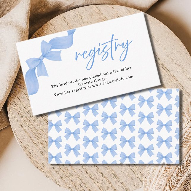 Tarjeta De Recepción Modern Light Blue Coquette Bow Registry  (Subido por el creador)