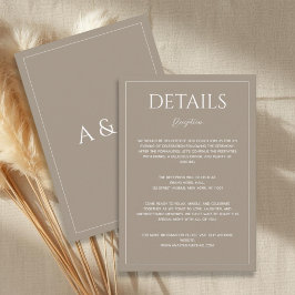 Tarjeta De Recepción Modern light brown minimalist wedding details