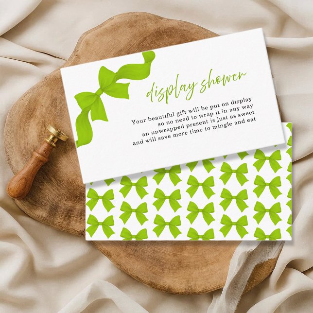 Tarjeta De Recepción Modern Lime Green Coquette Bow Display Shower (Subido por el creador)