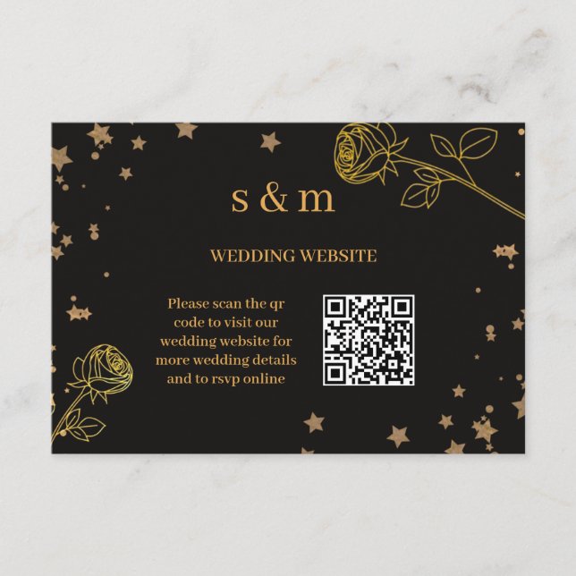 Tarjeta De Recepción Modern Luxury Gold Foil QR Code Wedding Website (Anverso)