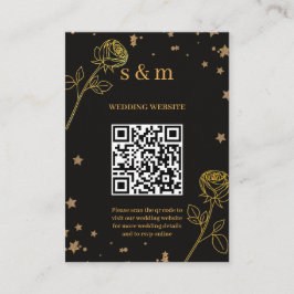Tarjeta De Recepción Modern Luxury Gold Foil QR Code Wedding Website