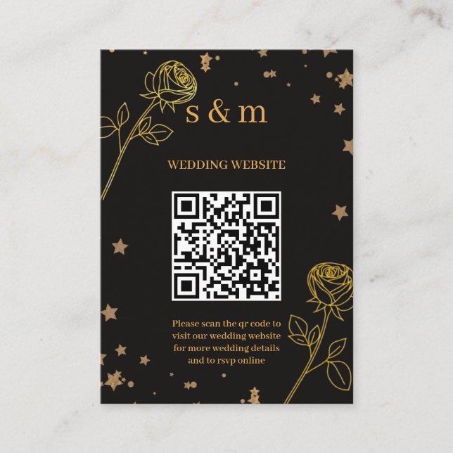 Tarjeta De Recepción Modern Luxury Gold Foil QR Code Wedding Website (Anverso)