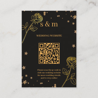 Tarjeta De Recepción Modern Luxury Gold Foil QR Code Wedding Website