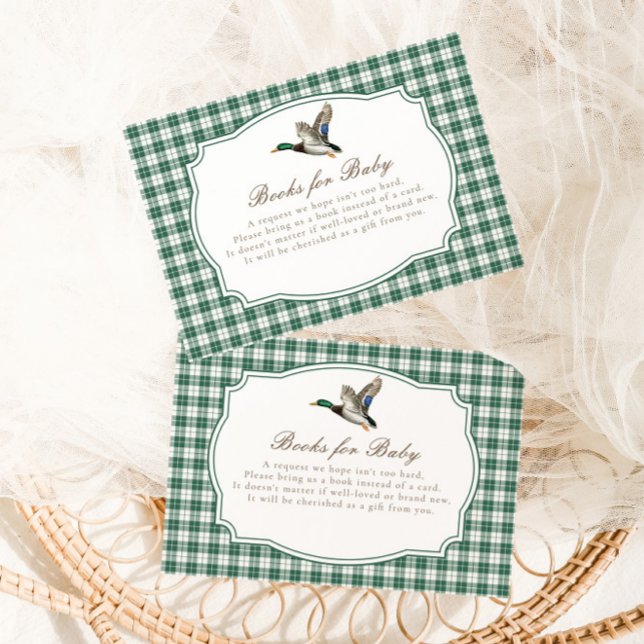Tarjeta De Recepción Modern Mallard Duck Neutral Gingham Baby Shower (Subido por el creador)