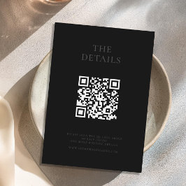 Tarjeta De Recepción Modern Matte Black Minimal Boda