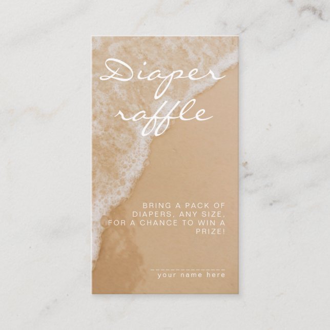 Tarjeta De Recepción Modern Minimal Diaper Raffle Beach Baby Shower (Anverso)