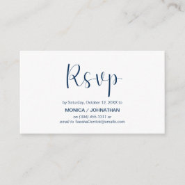 Tarjeta De Recepción Modern Minimal, Navy Blue, RSVP responde