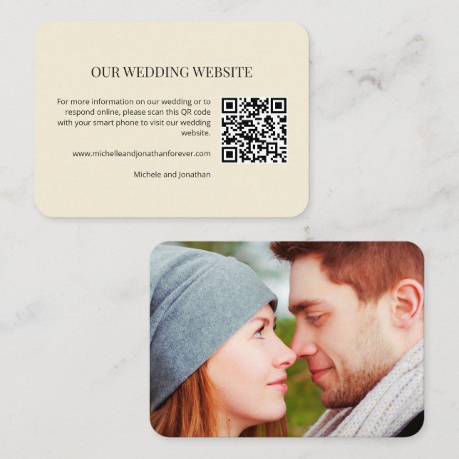 Tarjeta De Recepción Modern Minimal Wedding Website QR Code Insert Card (Anverso / Reverso)