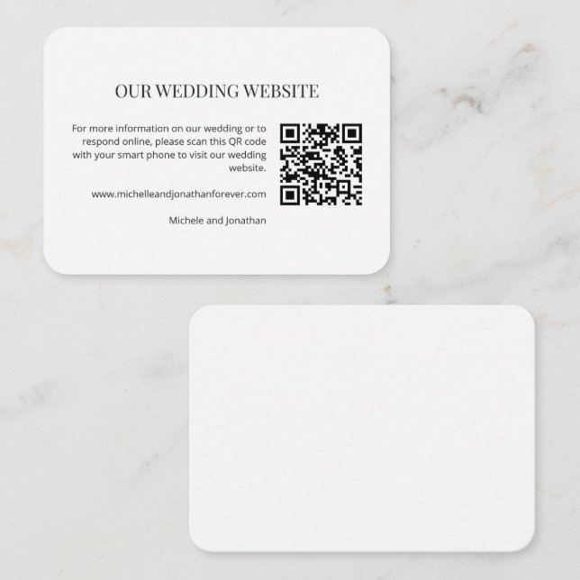 Tarjeta De Recepción Modern Minimal Wedding Website QR Code Insert Card (Anverso / Reverso)