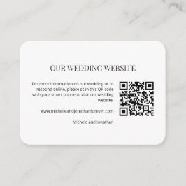 Tarjeta De Recepción Modern Minimal Wedding Website QR Code Insert Card