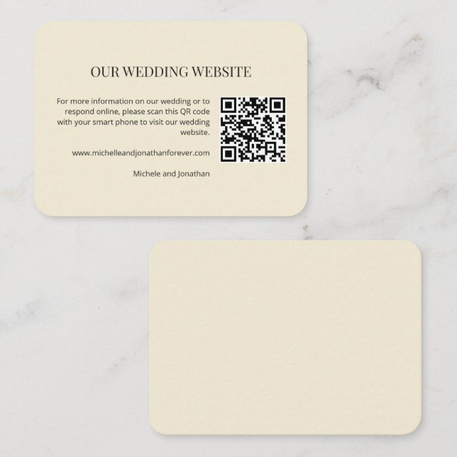 Tarjeta De Recepción Modern Minimal Wedding Website QR Code Insert Card (Anverso / Reverso)