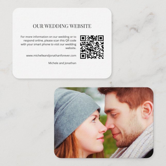 Tarjeta De Recepción Modern Minimal Wedding Website QR Code Insert Card (Anverso / Reverso)