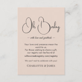 Tarjeta De Recepción Modern Minimalist Baby Shower | Powder Blush