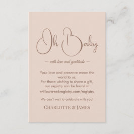 Tarjeta De Recepción Modern Minimalist Baby Shower | Powder Blush