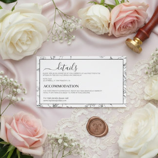 Tarjeta De Recepción Modern Minimalist Botanical Wedding Details Card