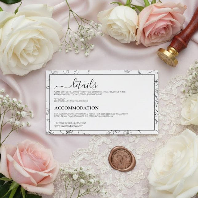 Tarjeta De Recepción Modern Minimalist Botanical Wedding Details Card (Subido por el creador)