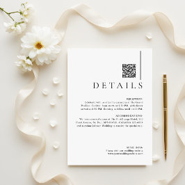 Tarjeta De Recepción Modern Minimalist QR Code Wedding Details