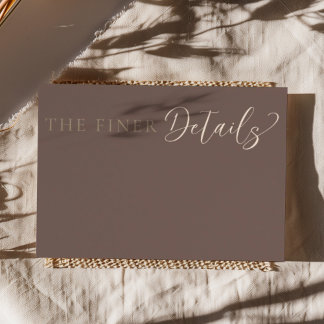 Tarjeta De Recepción Modern Mocha Brown Wedding Details